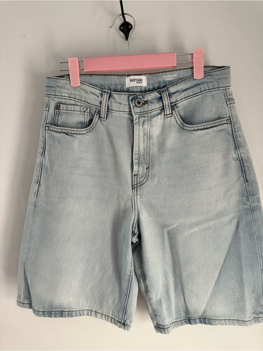 Kensie Light Blue Relaxed Bermuda Denim Shorts jorts